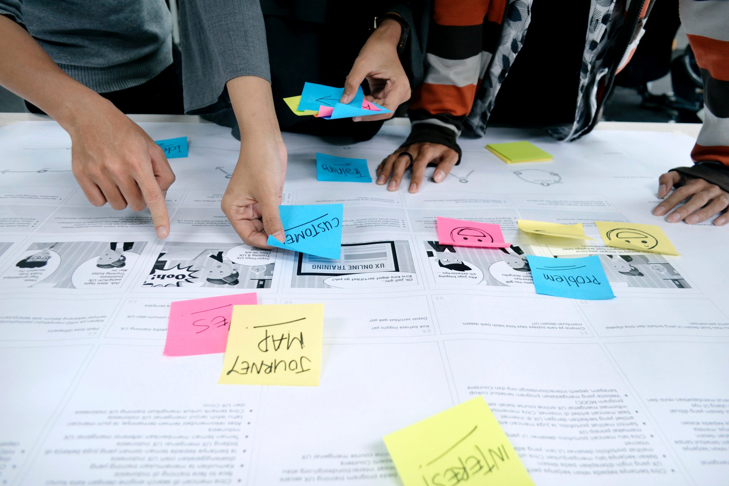 A team planning with post-it notes.